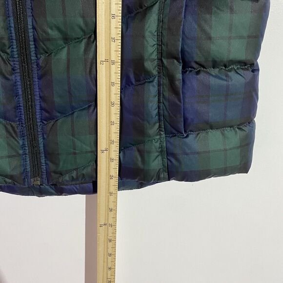 Lands End Vest Womens XL Green Quilted Down Tartan Plaid Outdoors Granola Girl - Picture 10 of 11